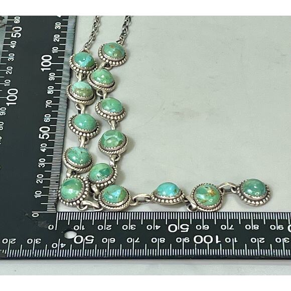 Native American NAVAJO Sterling Silver MOJAVE TURQUOISE Lariat Necklace 26"- NEW - Picture 15 of 16